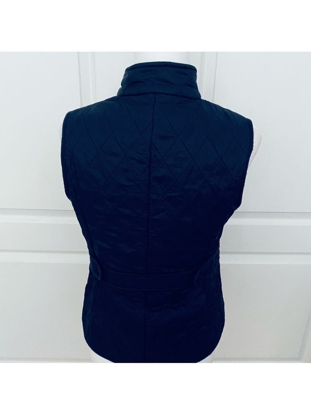 Talbots Quilted Vest Navy Blue SP | Mandarin Collar, Pockets, EUC - Picture 6 of 8